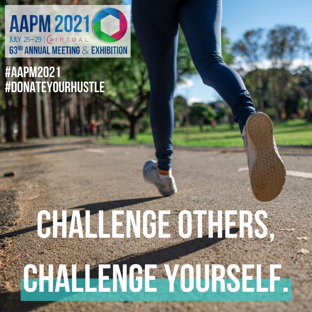 REGISTER NOW for the #AAPM2021 Virtual Fitness Challenge to #DonateYourHustle 👟🎽7/18-8/1. https://www.kilterrewards.com/events/2021-aapm-virtual-meetings-fitness-challenge #MedPhys #MedicalPhysics