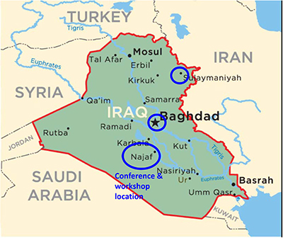 Figure 1: Map of Iraq showing the cities the author visited.